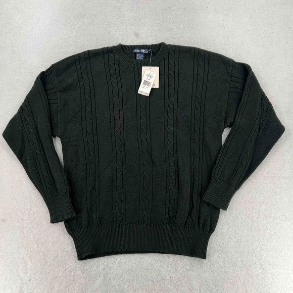 NWT Nautica Men's Cable-Knit Sweater Gray Long-sleeves Pullover Size Medium